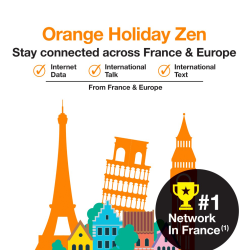 ORANGE HOLIDAY ZEN VOICE & DATA TRAVEL SIM CARD FOR EUROPE (12 GB DATA + 30 VOICE MINUTES WORLDWIDE)