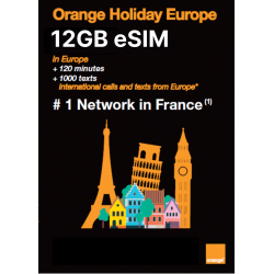 NEW PRODUCT - ORANGE HOLIDAY ZEN eSIM 12GB, 30 MIN. CALLS & 200 SMS FROM EUROPE TO WORLDWIDE + UNLIMITED CALLS & SMS IN EUROPE 