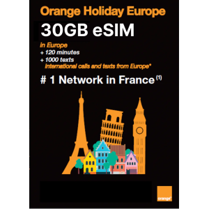 Orange eSIM Europe & UK - 30 GB Data & 120 mins Voice